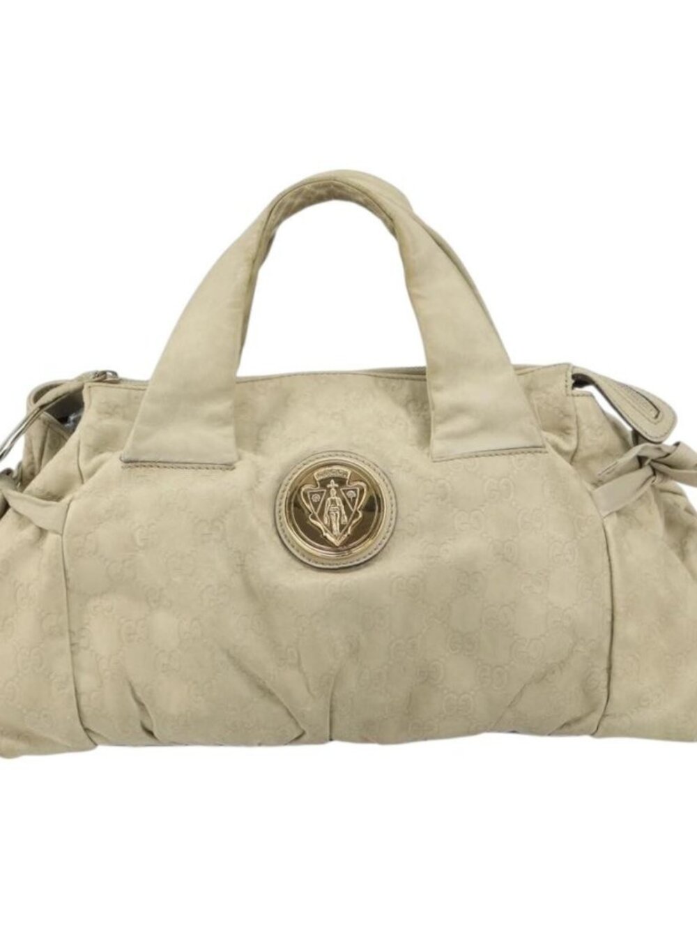 GUCCI GG Canvas Guccissima Histeria Bag Leather Ivory Gold 197020 Auth 159286 - Picture 2 of 16